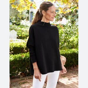 Frank & Eileen Effie Long Sleeve Funnel Neck Capelet Sweatshirt  Size: S BLACK